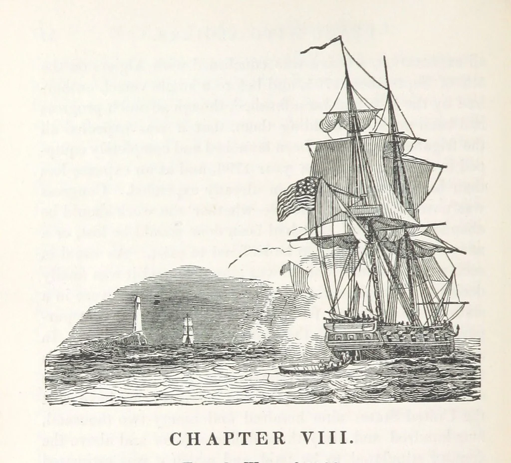 An illustration from The Book of the Navy; comprising a general history of the American Marine; and particular accounts of all the most celebrated naval battles, from the Declaration of Independence to the present time. With an appendix, 1843, leaf 86