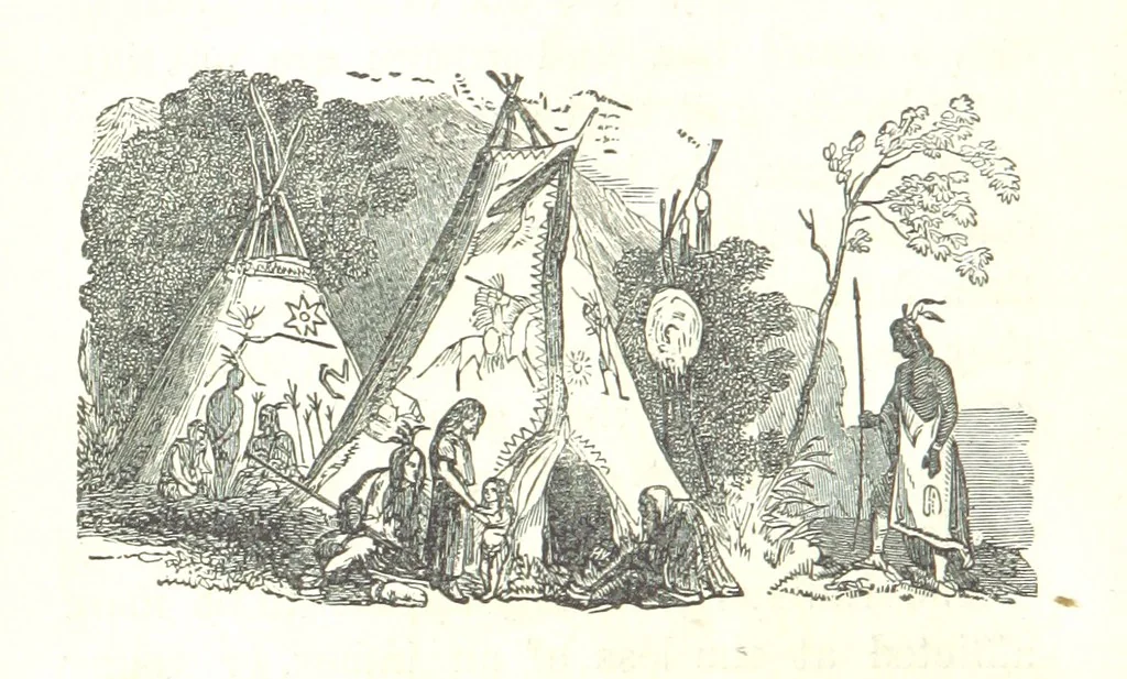 An illustration from Illustrated Historical Sketches of the Indians, exhibiting their manners and customs on the battle field, and in the Wigwam ... From the best authorities, 1857, leaf 100