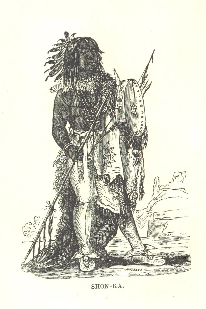 An illustration from Illustrated Historical Sketches of the Indians, exhibiting their manners and customs on the battle field, and in the Wigwam ... From the best authorities, 1857, leaf 112