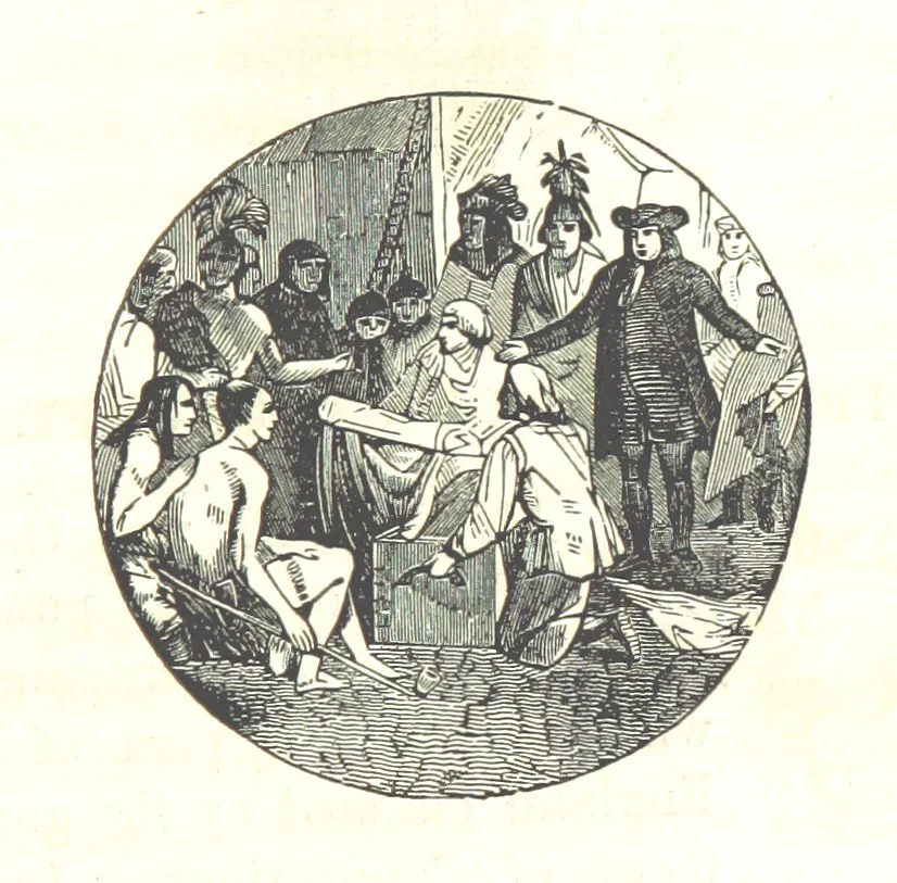 An illustration from Illustrated Historical Sketches of the Indians, exhibiting their manners and customs on the battle field, and in the Wigwam ... From the best authorities, 1857, leaf 129
