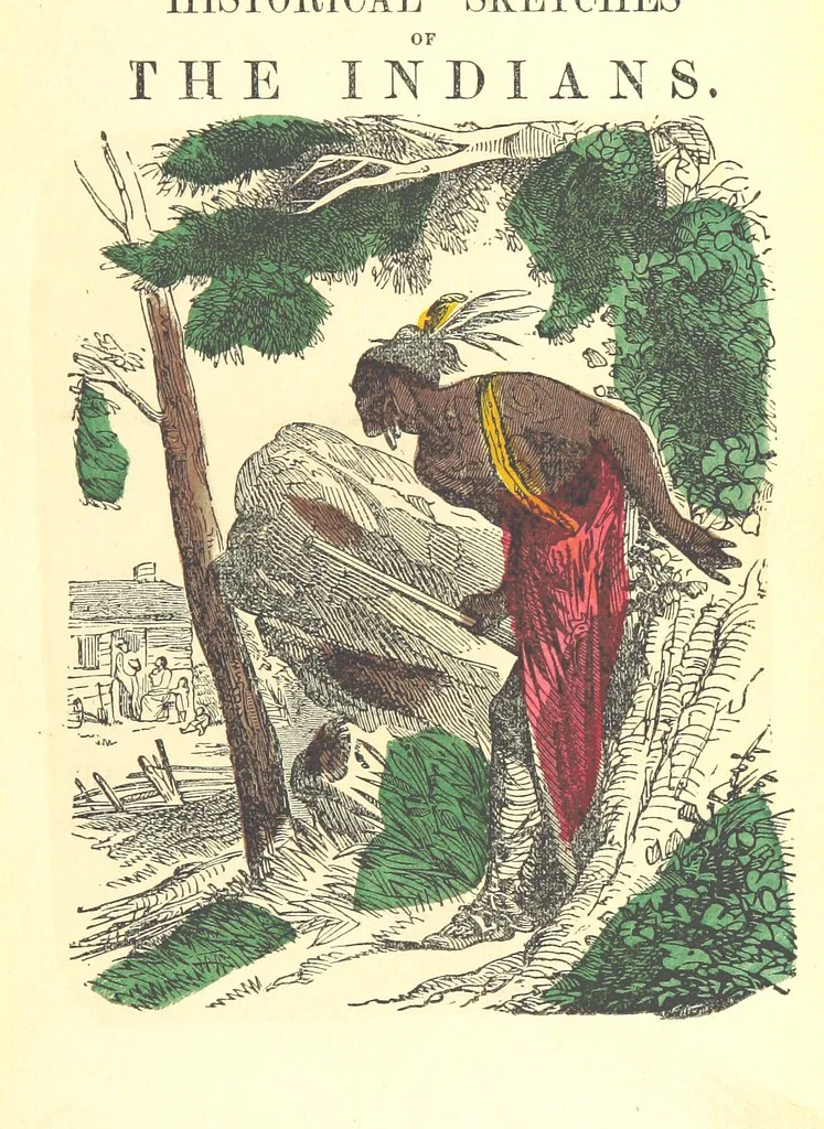 An illustration from Illustrated Historical Sketches of the Indians, exhibiting their manners and customs on the battle field, and in the Wigwam ... From the best authorities, 1857, leaf 13