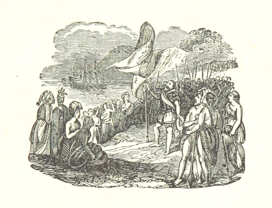 An illustration from Illustrated Historical Sketches of the Indians, exhibiting their manners and customs on the battle field, and in the Wigwam ... From the best authorities, 1857, leaf 19