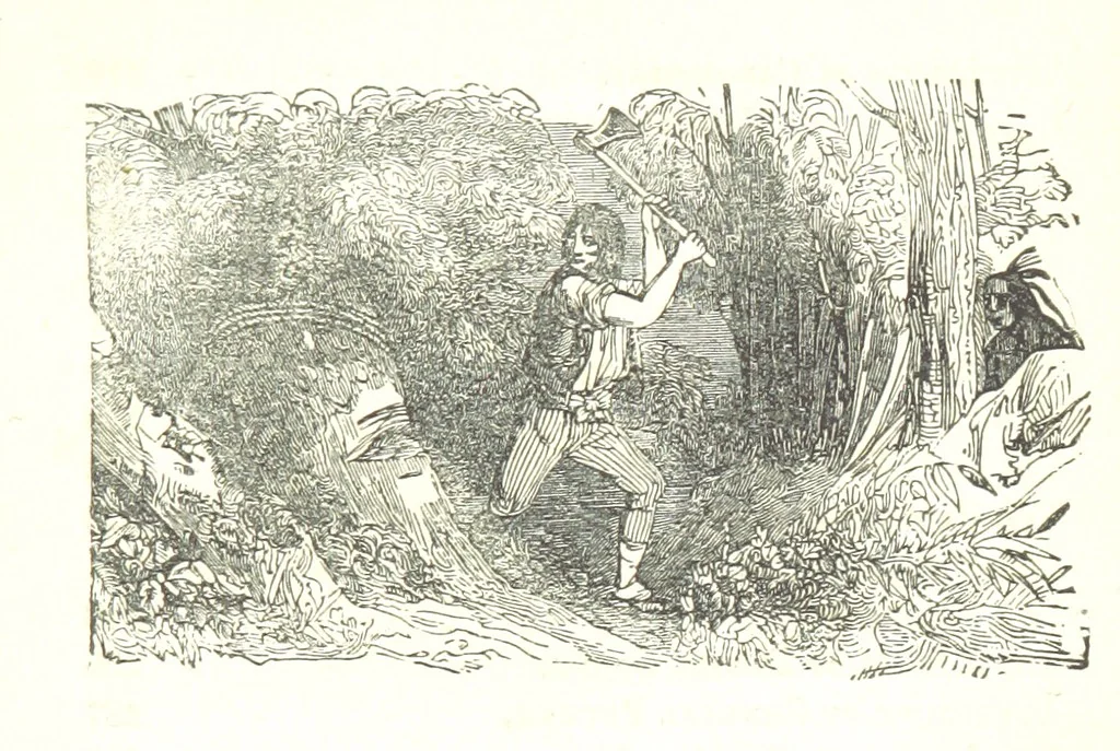 An illustration from Illustrated Historical Sketches of the Indians, exhibiting their manners and customs on the battle field, and in the Wigwam ... From the best authorities, 1857, leaf 21