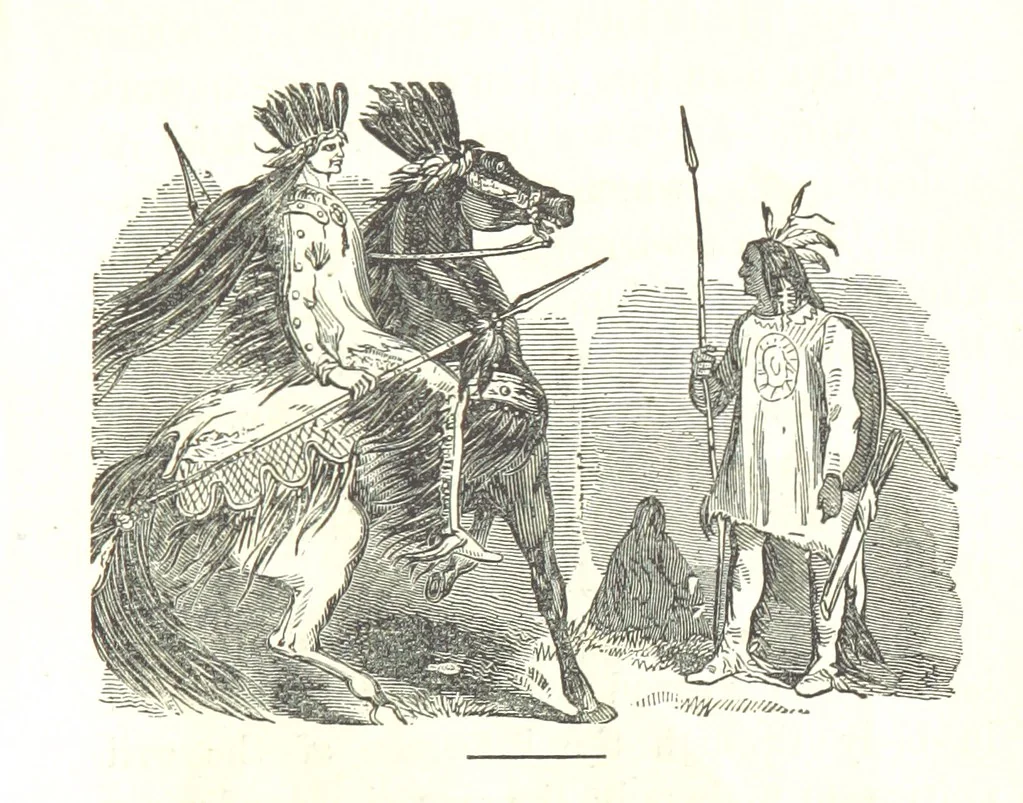 An illustration from Illustrated Historical Sketches of the Indians, exhibiting their manners and customs on the battle field, and in the Wigwam ... From the best authorities, 1857, leaf 227