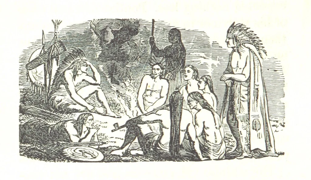 An illustration from Illustrated Historical Sketches of the Indians, exhibiting their manners and customs on the battle field, and in the Wigwam ... From the best authorities, 1857, leaf 236