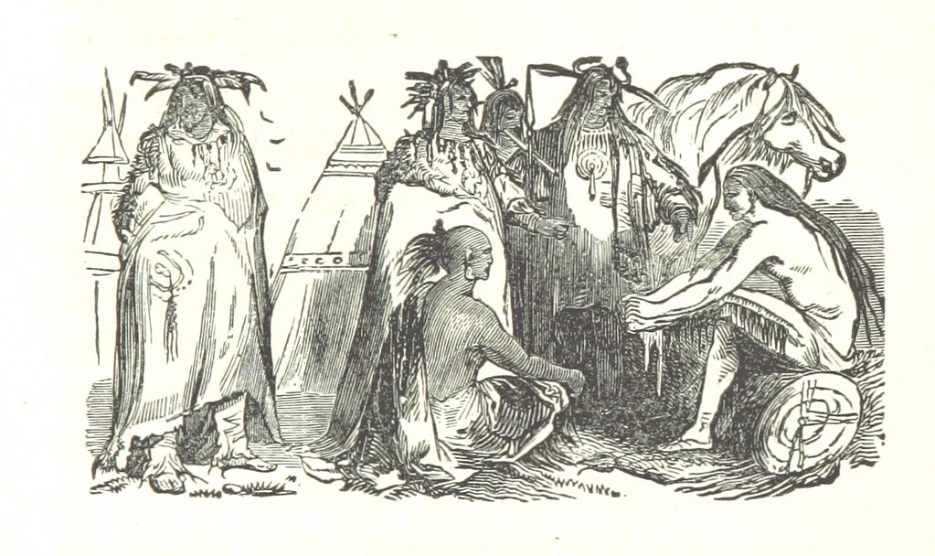 An illustration from Illustrated Historical Sketches of the Indians, exhibiting their manners and customs on the battle field, and in the Wigwam ... From the best authorities, 1857, leaf 241