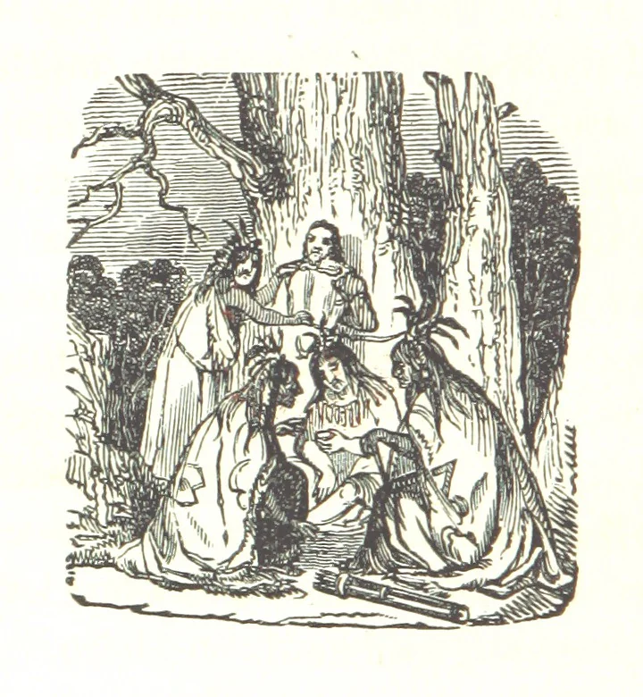 An illustration from Illustrated Historical Sketches of the Indians, exhibiting their manners and customs on the battle field, and in the Wigwam ... From the best authorities, 1857, leaf 316