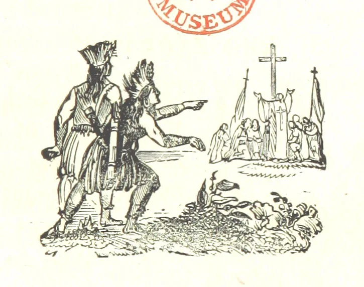 An illustration from Illustrated Historical Sketches of the Indians, exhibiting their manners and customs on the battle field, and in the Wigwam ... From the best authorities, 1857, leaf 345