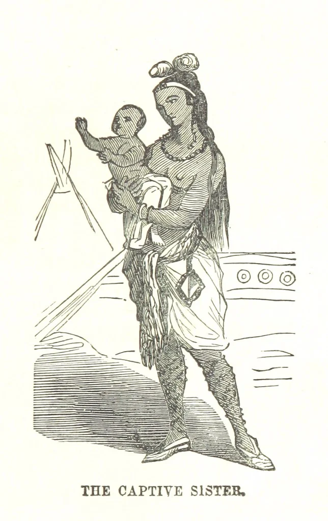 An illustration from Illustrated Historical Sketches of the Indians, exhibiting their manners and customs on the battle field, and in the Wigwam ... From the best authorities, 1857, leaf 39
