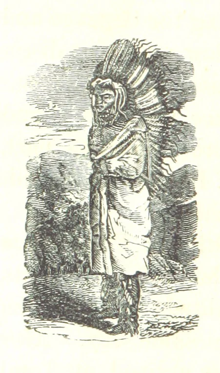 An illustration from Illustrated Historical Sketches of the Indians, exhibiting their manners and customs on the battle field, and in the Wigwam ... From the best authorities, 1857, leaf 414