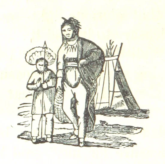 An illustration from Illustrated Historical Sketches of the Indians, exhibiting their manners and customs on the battle field, and in the Wigwam ... From the best authorities, 1857, leaf 52