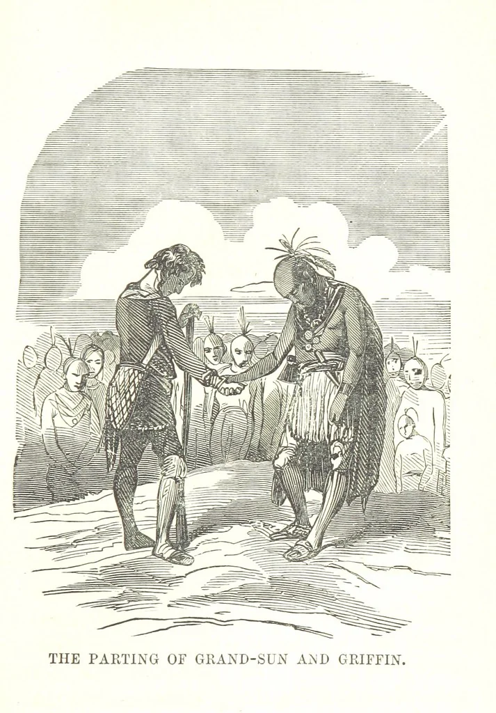 An illustration from Illustrated Historical Sketches of the Indians, exhibiting their manners and customs on the battle field, and in the Wigwam ... From the best authorities, 1857, leaf 61