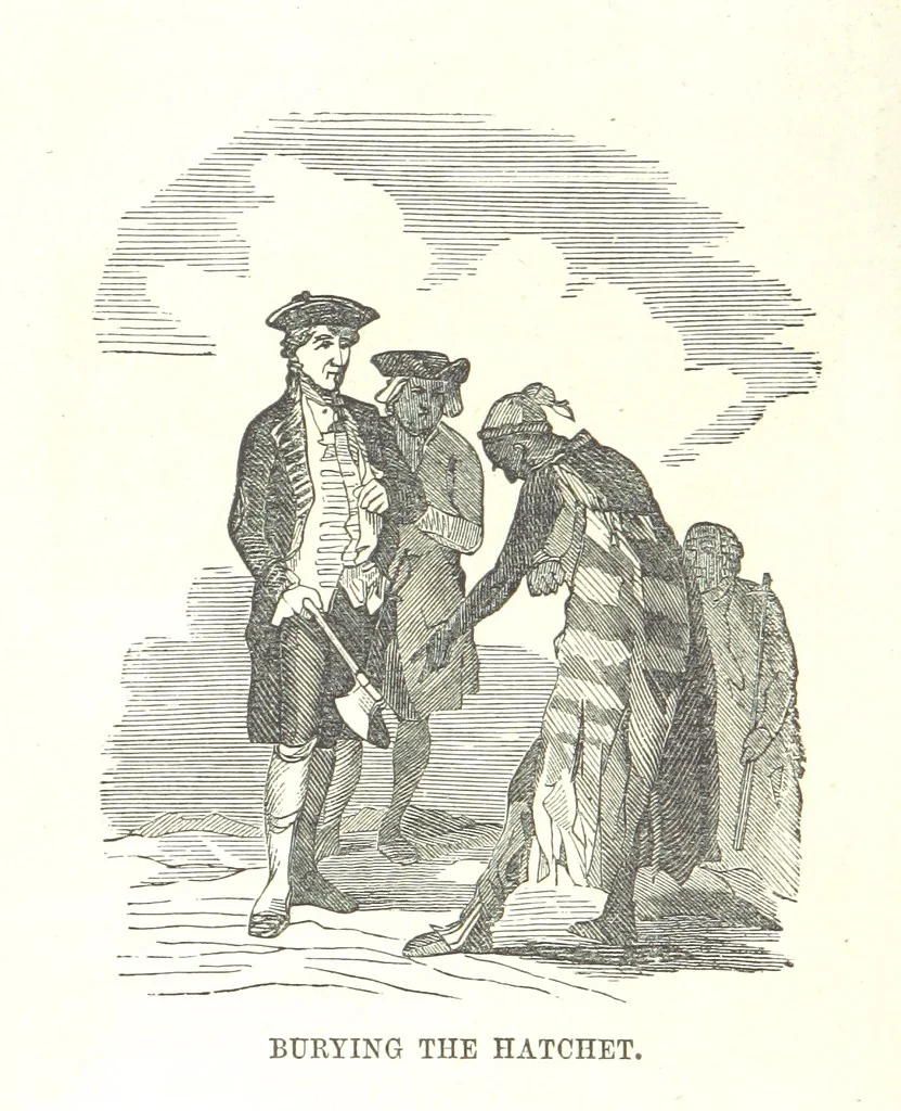 An illustration from Illustrated Historical Sketches of the Indians, exhibiting their manners and customs on the battle field, and in the Wigwam ... From the best authorities, 1857, leaf 82