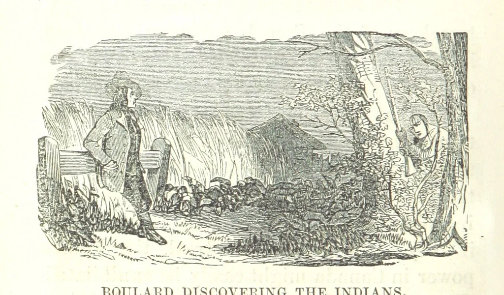 An illustration from Illustrated Historical Sketches of the Indians, exhibiting their manners and customs on the battle field, and in the Wigwam ... From the best authorities, 1857, leaf 86
