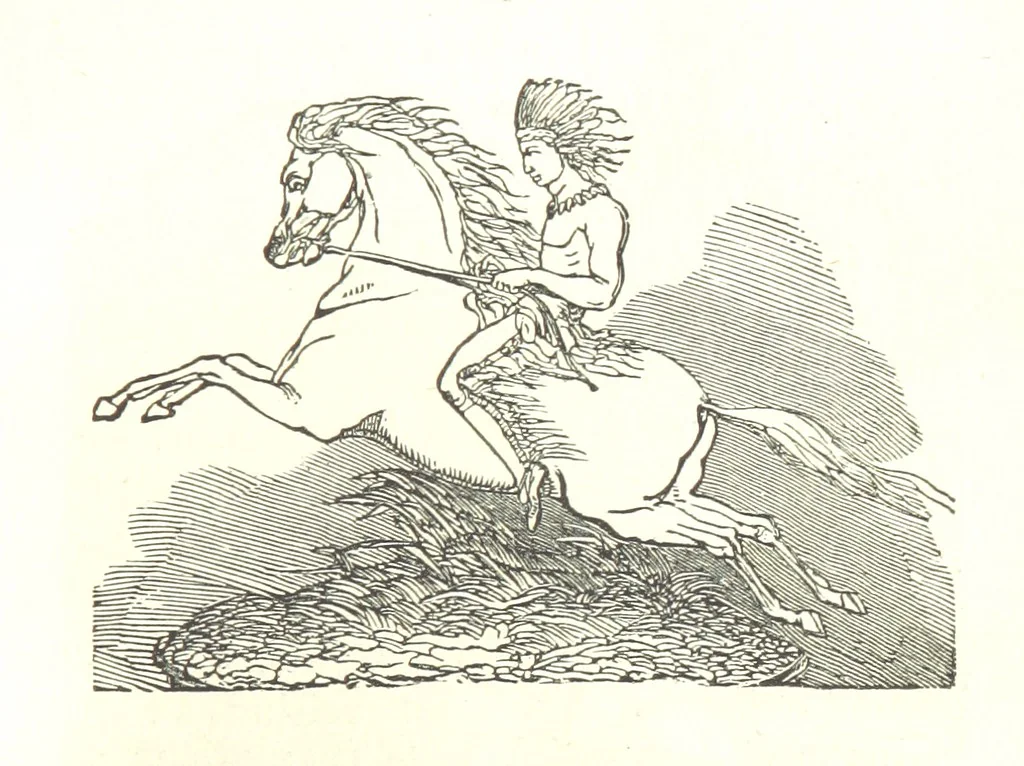 An illustration from Illustrated Historical Sketches of the Indians, exhibiting their manners and customs on the battle field, and in the Wigwam ... From the best authorities, 1857, leaf 91