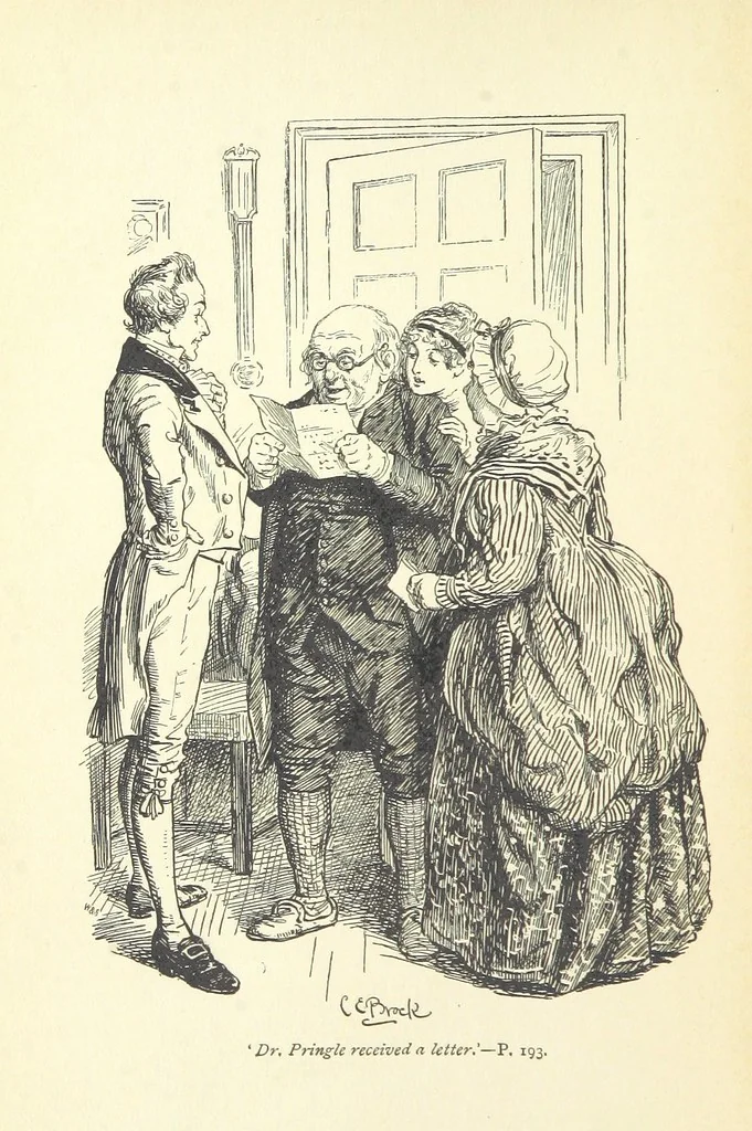 An illustration from Annals of the Parish and the Ayrshire Legatees ... Illustrated by C. E. Brock. With an introduction by Alfred Ainger, 1895, leaf 10