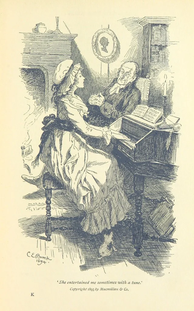 An illustration from Annals of the Parish and the Ayrshire Legatees ... Illustrated by C. E. Brock. With an introduction by Alfred Ainger, 1895, leaf 173