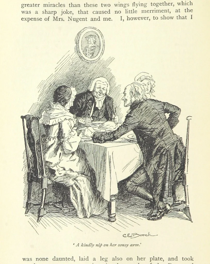 An illustration from Annals of the Parish and the Ayrshire Legatees ... Illustrated by C. E. Brock. With an introduction by Alfred Ainger, 1895, leaf 186