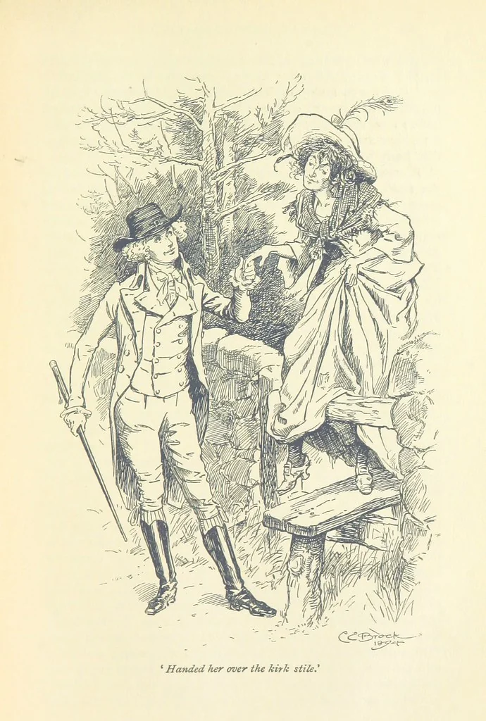 An illustration from Annals of the Parish and the Ayrshire Legatees ... Illustrated by C. E. Brock. With an introduction by Alfred Ainger, 1895, leaf 189