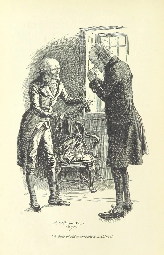 An illustration from Annals of the Parish and the Ayrshire Legatees ... Illustrated by C. E. Brock. With an introduction by Alfred Ainger, 1895, leaf 200