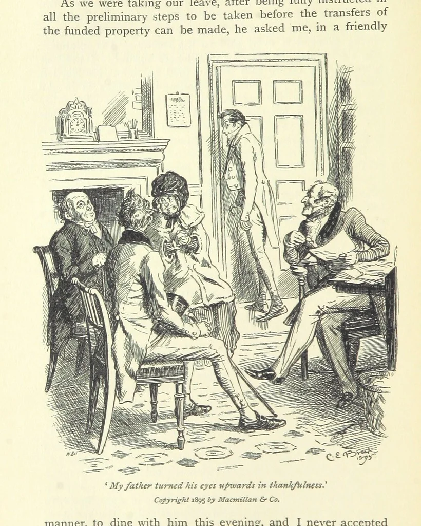 An illustration from Annals of the Parish and the Ayrshire Legatees ... Illustrated by C. E. Brock. With an introduction by Alfred Ainger, 1895, leaf 258