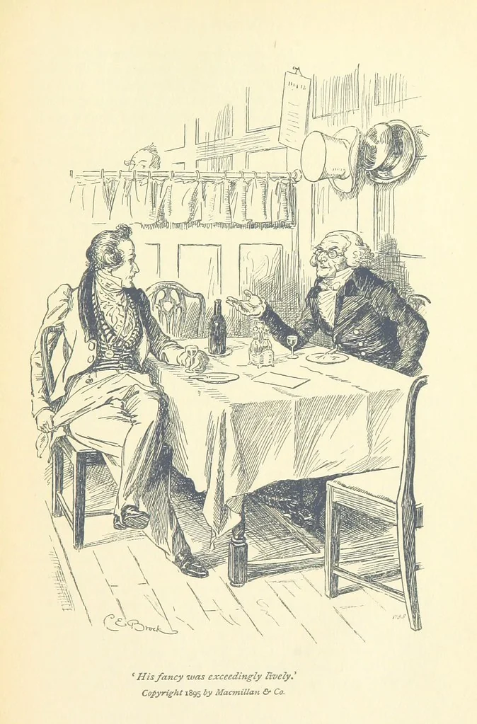 An illustration from Annals of the Parish and the Ayrshire Legatees ... Illustrated by C. E. Brock. With an introduction by Alfred Ainger, 1895, leaf 337