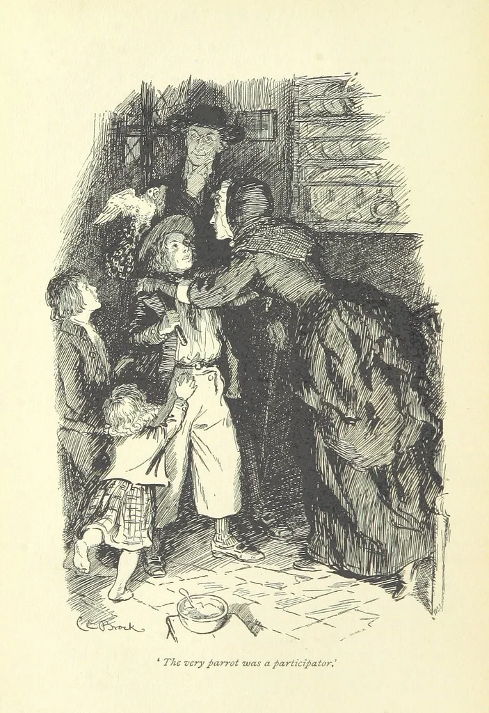 An illustration from Annals of the Parish and the Ayrshire Legatees ... Illustrated by C. E. Brock. With an introduction by Alfred Ainger, 1895, leaf 66