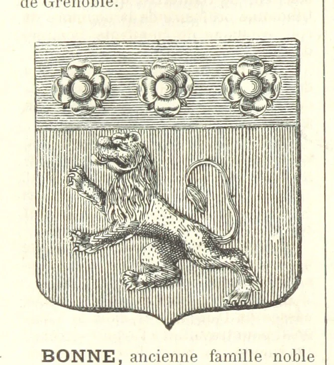 An illustration from Bibliothèque historique et littéraire du Dauphiné. Publiée par H. G, 1864, leaf 104