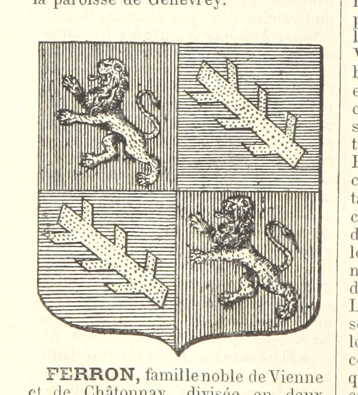 An illustration from Bibliothèque historique et littéraire du Dauphiné. Publiée par H. G, 1864, leaf 250