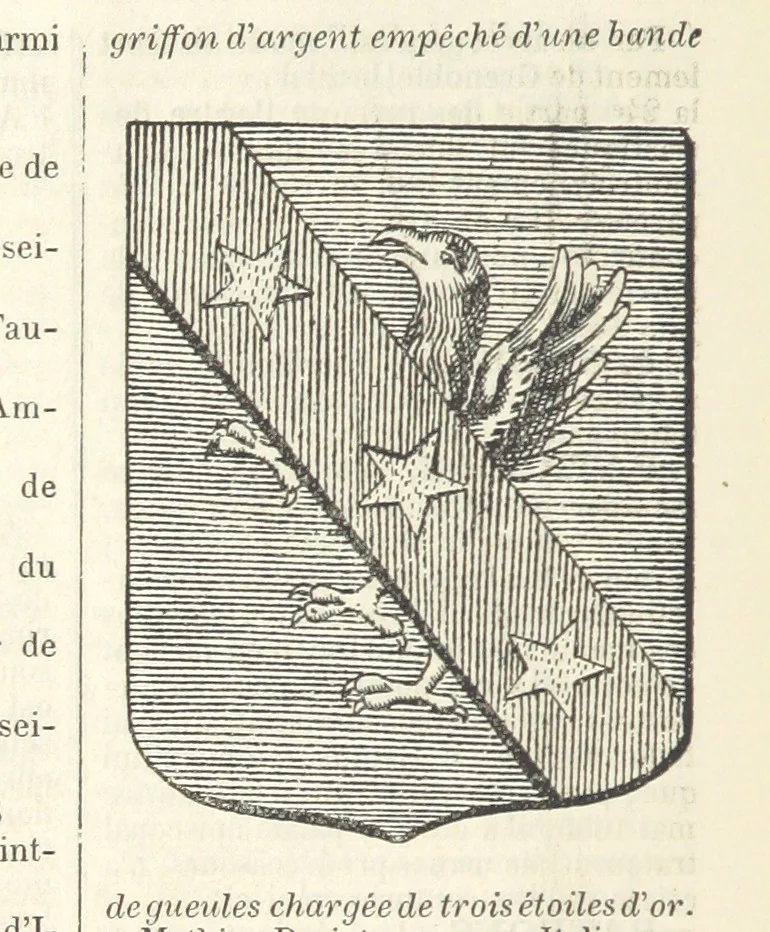 An illustration from Bibliothèque historique et littéraire du Dauphiné. Publiée par H. G, 1864, leaf 540