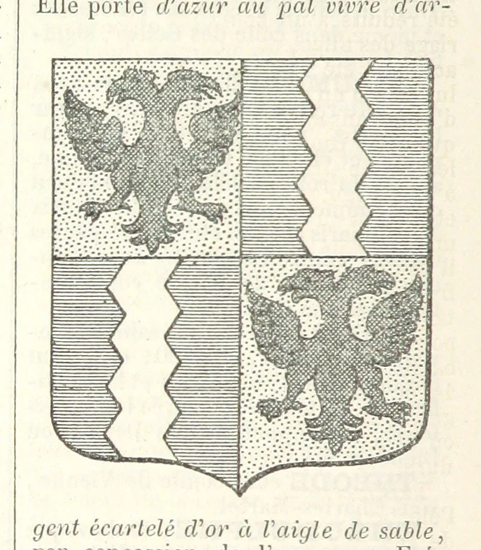 An illustration from Bibliothèque historique et littéraire du Dauphiné. Publiée par H. G, 1864, leaf 718