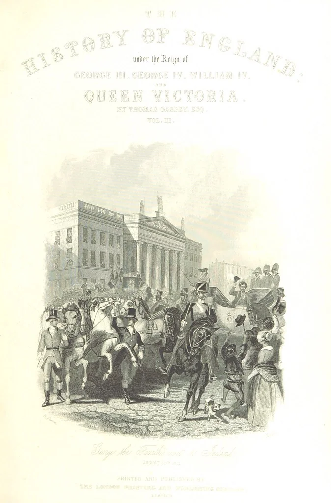 An illustration from The History of England under the reign of George III., George IV., William IV. and Queen Victoria (to ... 1852; by T. G. Continued, to ... 1859 ... by H. Tyrrell), 1855, leaf 9