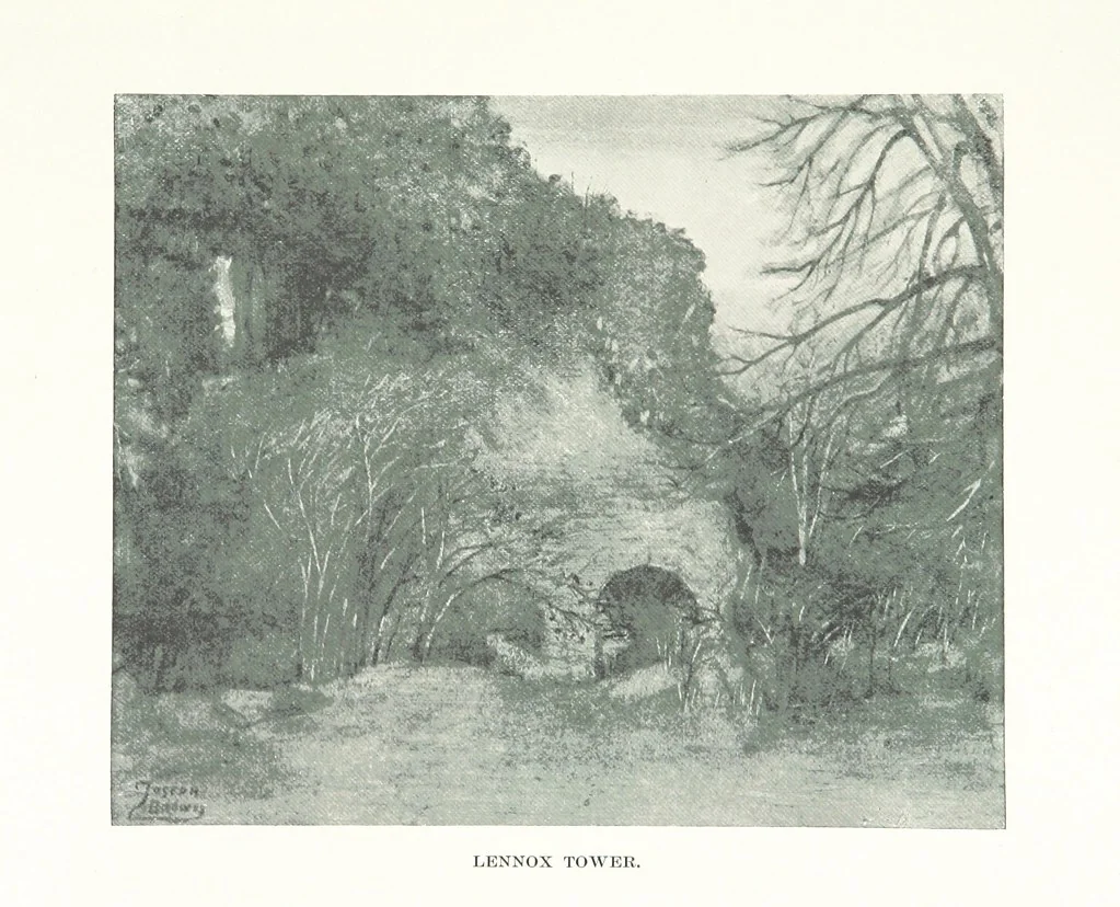 An illustration from The Home Country of R. L. Stevenson. Being the valley of the Water of Leith from source to sea ... Illustrated by Joseph Brown. (Second edition.), 1898, leaf 113