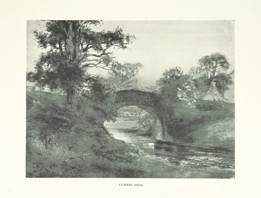 An illustration from The Home Country of R. L. Stevenson. Being the valley of the Water of Leith from source to sea ... Illustrated by Joseph Brown. (Second edition.), 1898, leaf 115