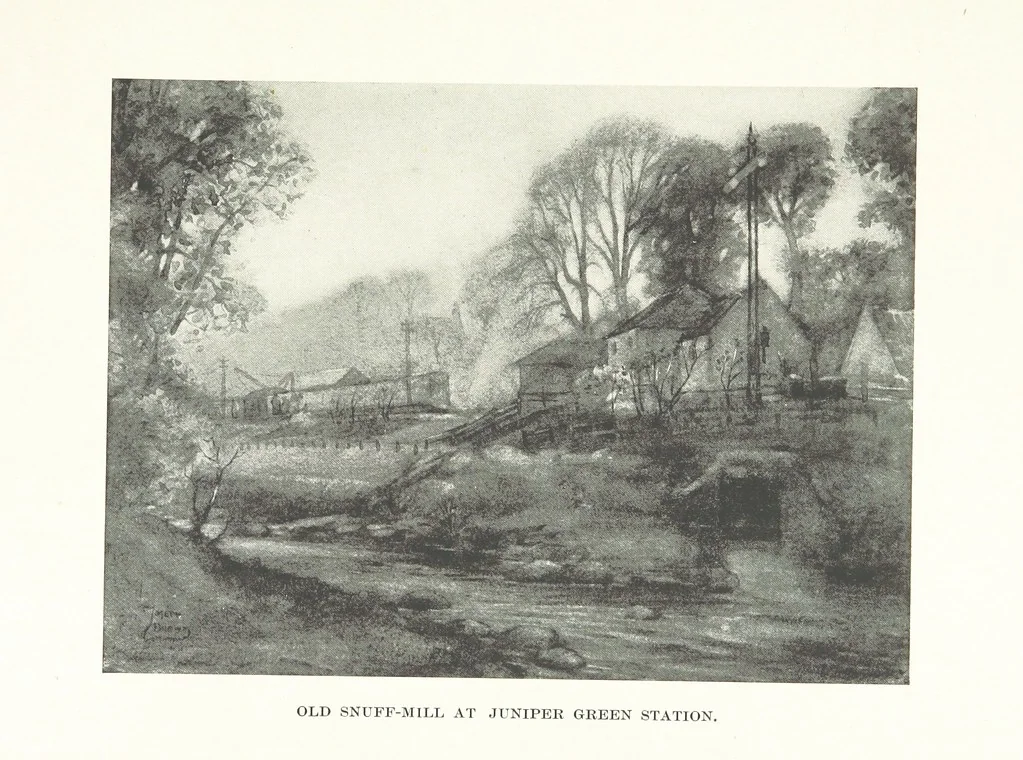 An illustration from The Home Country of R. L. Stevenson. Being the valley of the Water of Leith from source to sea ... Illustrated by Joseph Brown. (Second edition.), 1898, leaf 129