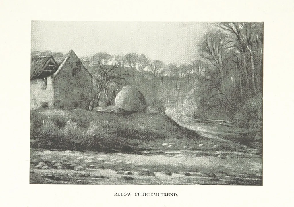 An illustration from The Home Country of R. L. Stevenson. Being the valley of the Water of Leith from source to sea ... Illustrated by Joseph Brown. (Second edition.), 1898, leaf 131