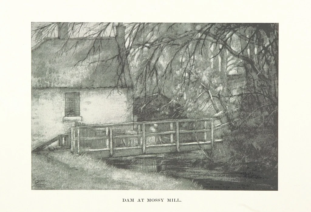 An illustration from The Home Country of R. L. Stevenson. Being the valley of the Water of Leith from source to sea ... Illustrated by Joseph Brown. (Second edition.), 1898, leaf 138
