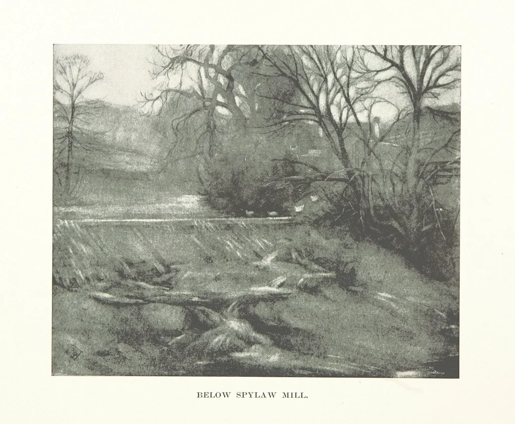 An illustration from The Home Country of R. L. Stevenson. Being the valley of the Water of Leith from source to sea ... Illustrated by Joseph Brown. (Second edition.), 1898, leaf 140