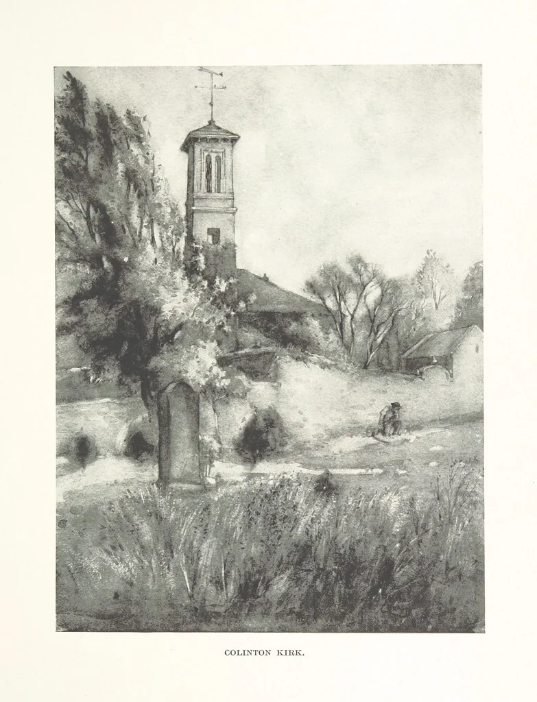 An illustration from The Home Country of R. L. Stevenson. Being the valley of the Water of Leith from source to sea ... Illustrated by Joseph Brown. (Second edition.), 1898, leaf 147