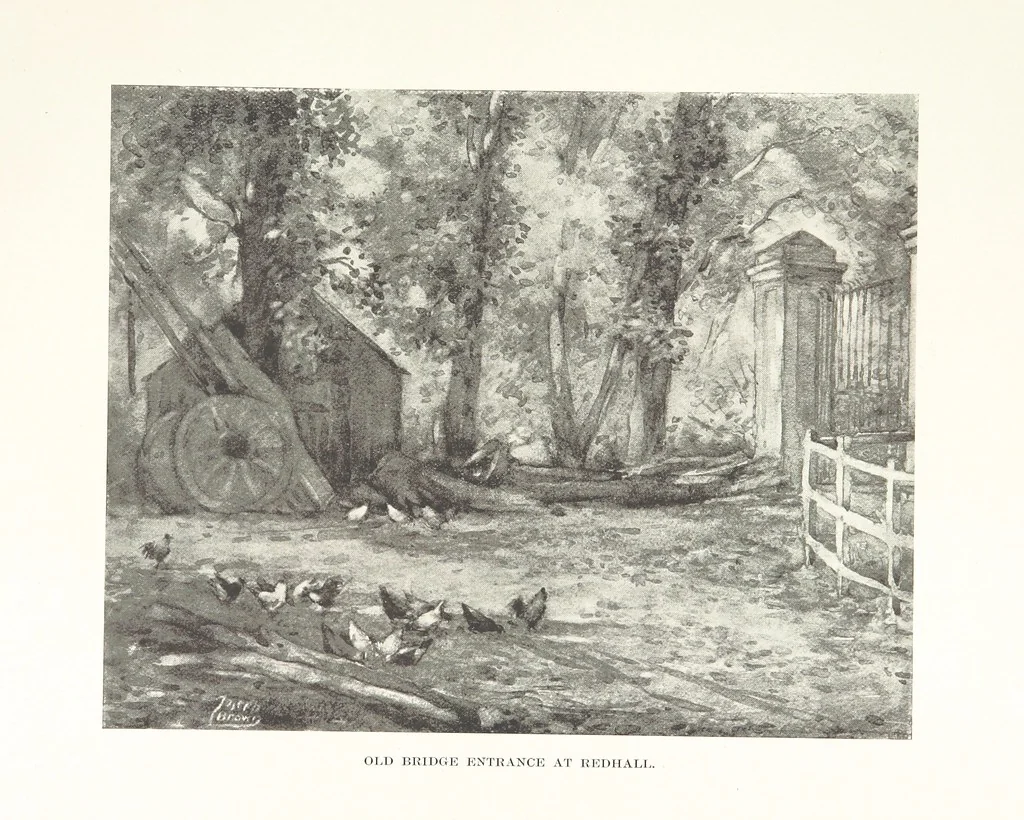 An illustration from The Home Country of R. L. Stevenson. Being the valley of the Water of Leith from source to sea ... Illustrated by Joseph Brown. (Second edition.), 1898, leaf 171