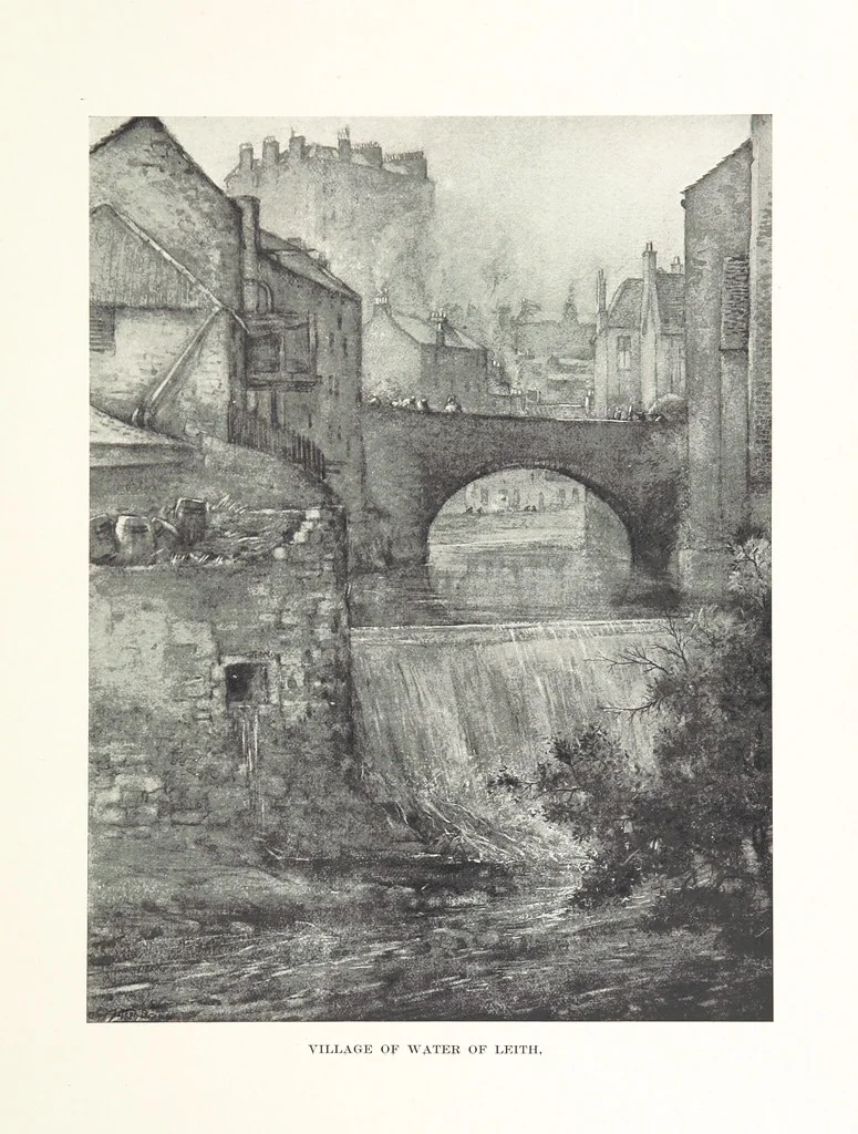 An illustration from The Home Country of R. L. Stevenson. Being the valley of the Water of Leith from source to sea ... Illustrated by Joseph Brown. (Second edition.), 1898, leaf 217