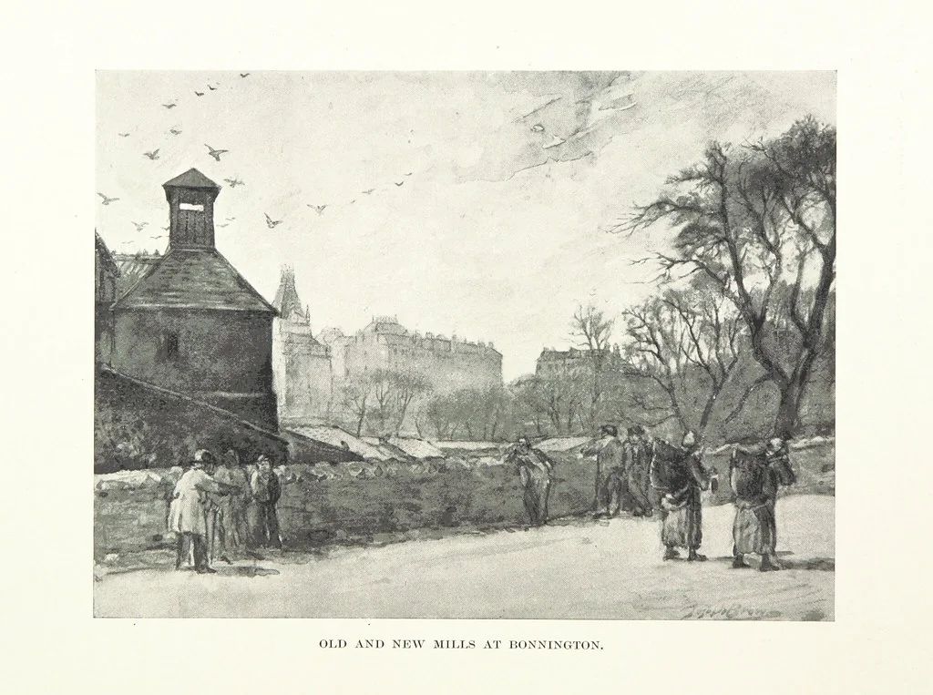An illustration from The Home Country of R. L. Stevenson. Being the valley of the Water of Leith from source to sea ... Illustrated by Joseph Brown. (Second edition.), 1898, leaf 226