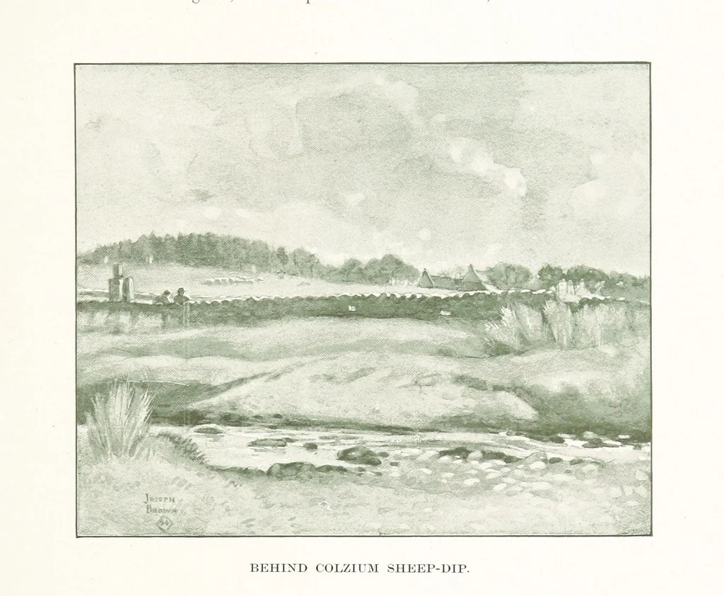 An illustration from The Home Country of R. L. Stevenson. Being the valley of the Water of Leith from source to sea ... Illustrated by Joseph Brown. (Second edition.), 1898, leaf 37