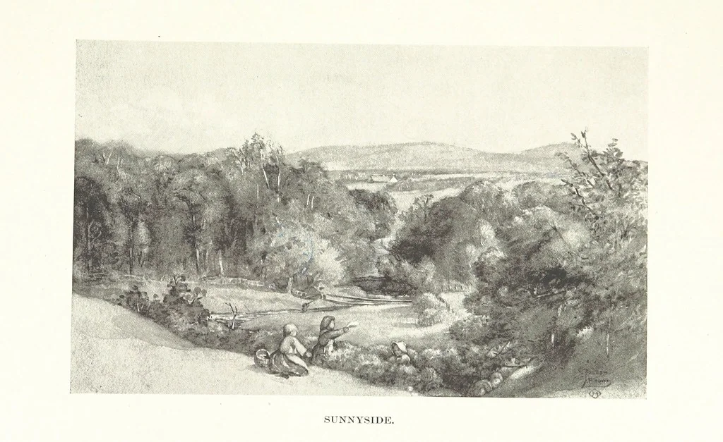 An illustration from The Home Country of R. L. Stevenson. Being the valley of the Water of Leith from source to sea ... Illustrated by Joseph Brown. (Second edition.), 1898, leaf 67