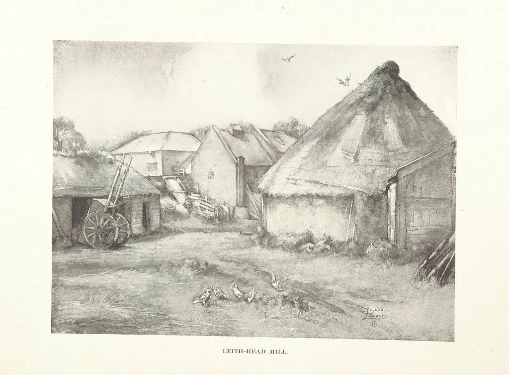 An illustration from The Home Country of R. L. Stevenson. Being the valley of the Water of Leith from source to sea ... Illustrated by Joseph Brown. (Second edition.), 1898, leaf 76