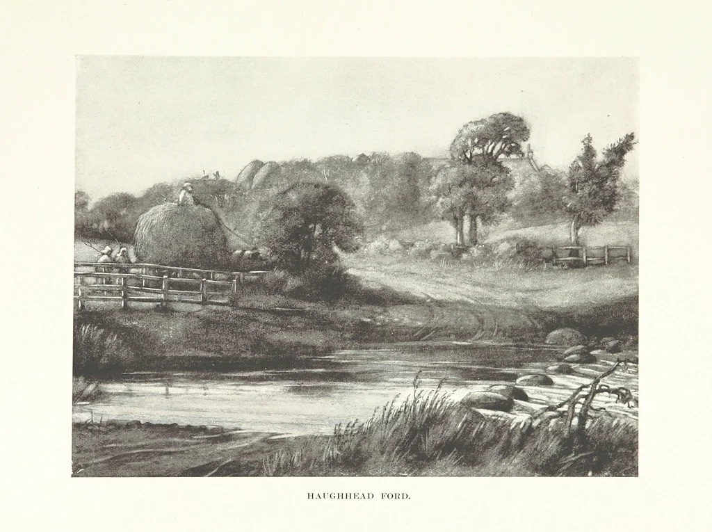 An illustration from The Home Country of R. L. Stevenson. Being the valley of the Water of Leith from source to sea ... Illustrated by Joseph Brown. (Second edition.), 1898, leaf 81