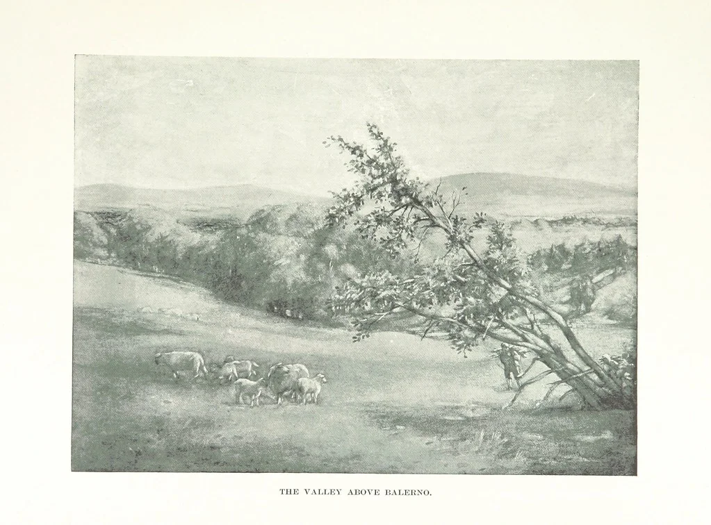 An illustration from The Home Country of R. L. Stevenson. Being the valley of the Water of Leith from source to sea ... Illustrated by Joseph Brown. (Second edition.), 1898, leaf 97