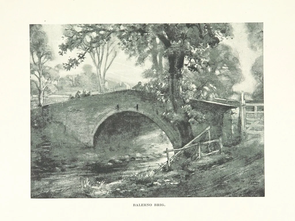 An illustration from The Home Country of R. L. Stevenson. Being the valley of the Water of Leith from source to sea ... Illustrated by Joseph Brown. (Second edition.), 1898, leaf 99