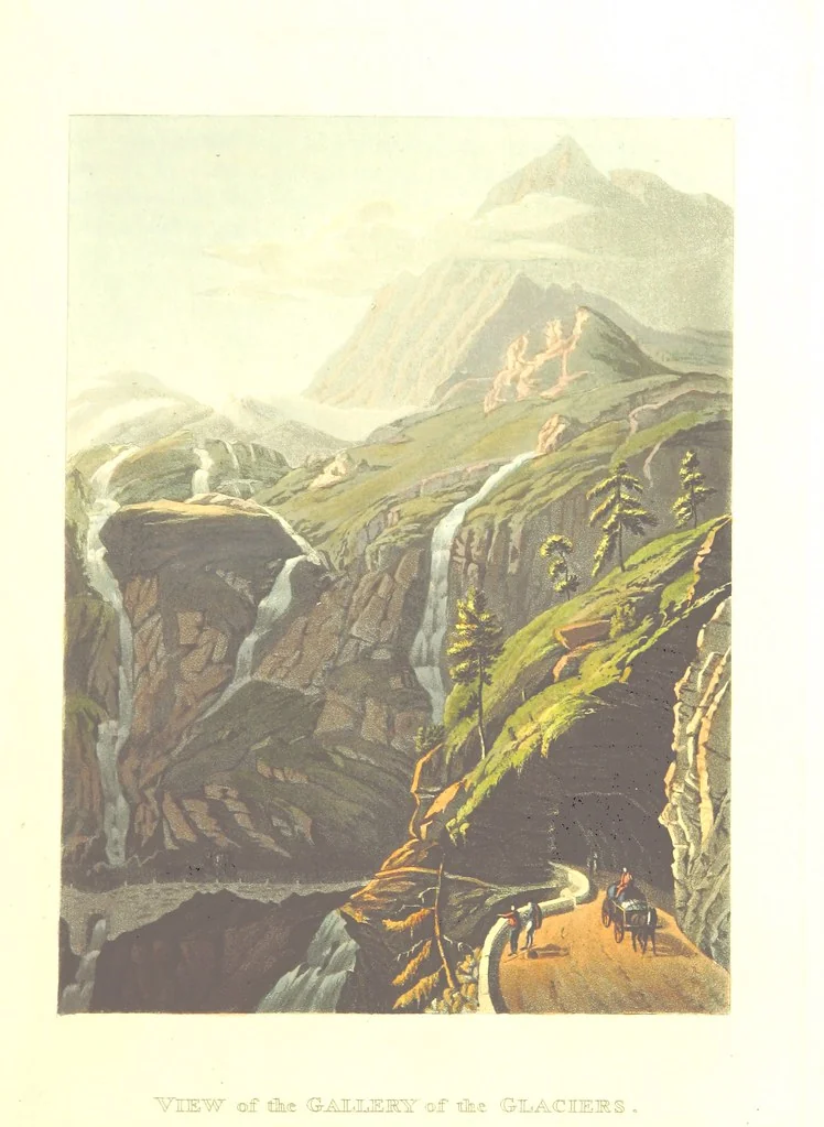 An illustration from Picturesque Tour from Geneva to Milan, by way of the Simplon: illustrated with thirty six coloured views ... engraved from designs by J. and J. [or rather, G. and G.] Lory ... and accompanied with particulars historical and descriptive by Frederic Schoberl. [With a map, 1820, leaf 113