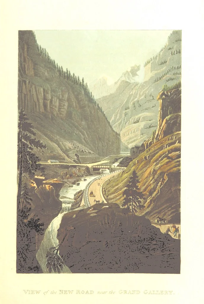 An illustration from Picturesque Tour from Geneva to Milan, by way of the Simplon: illustrated with thirty six coloured views ... engraved from designs by J. and J. [or rather, G. and G.] Lory ... and accompanied with particulars historical and descriptive by Frederic Schoberl. [With a map, 1820, leaf 137